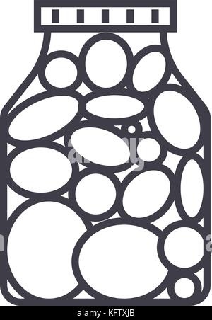 Essiggurken, Marinade tomate Vektor Symbol Leitung, Zeichen, Abbildung auf Hintergrund, editierbare Anschläge Stock Vektor