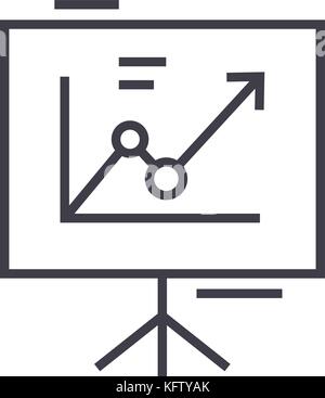 Präsentation board, Flip chart Vektor Symbol Leitung, Zeichen, Abbildung auf Hintergrund, editierbare Anschläge Stock Vektor