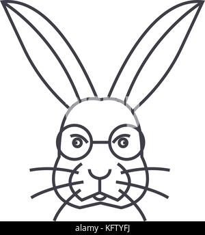 Kaninchen Kopf vektor Symbol Leitung, Zeichen, Abbildung auf Hintergrund, editierbare Anschläge Stock Vektor