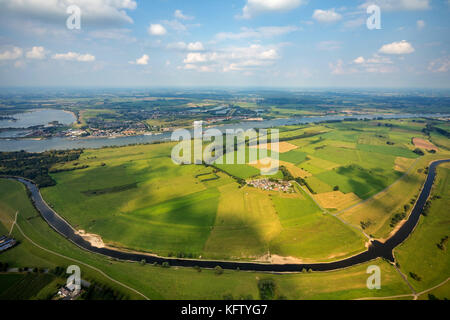 Insellage Schenkenschanz, Schutzmauern, Überflutung des Naturreservats Kleve-Salmorth, Kleve, Niederrhein, Nordrhein-Westfalen, Germa Stockfoto