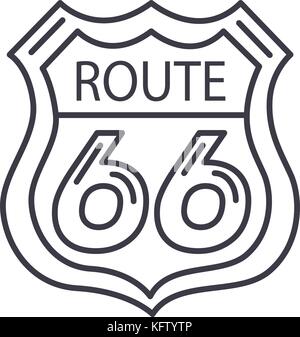 Route 66 Schild vektor Symbol Leitung, Zeichen, Abbildung auf Hintergrund, editierbare Anschläge Stock Vektor