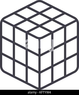 Rubik's Cube vektor Symbol Leitung, Zeichen, Abbildung auf Hintergrund, editierbare Anschläge Stock Vektor