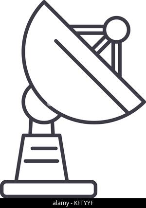 Satellitenschüssel vektor Symbol Leitung, Zeichen, Abbildung auf Hintergrund, editierbare Anschläge Stock Vektor