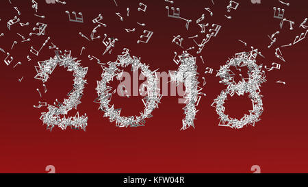 Neues Jahr 2018 von musikalischen Noten gemacht Stockfoto