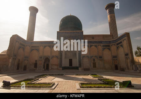 Panorama Komplex, Gur Emir, die Begräbnisstätte von Amir Timur. antike Architektur in Zentralasien Stockfoto