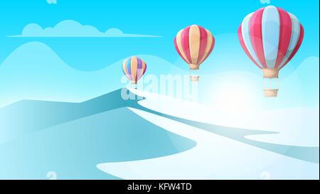 Cartoon eis Landschaft. heissluftballon Abbildung. Stock Vektor