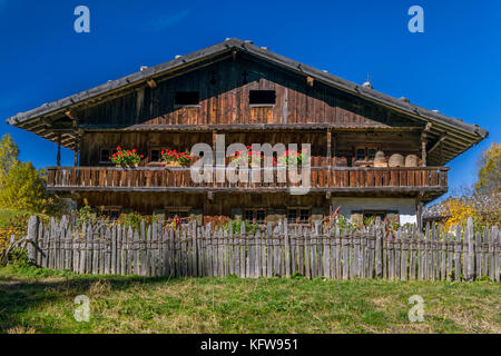 Lukashof Bauernhof im Markus Wasmeier Bauernhof- und Wintersport Museum, Schliersee, Oberbayern, Bayern, Deutschland, Europa Stockfoto