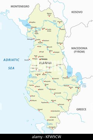 Albanien Vektorkarte Stock Vektor
