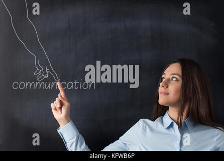Geschäftsfrau Finger berühren. Stockfoto