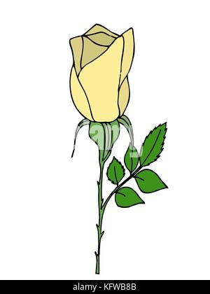 Helle rote Rose Blume Frühling Vector Illustration auf weißem Hintergrund Stock Vektor