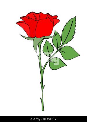 Helle rote Rose Blume Frühling Vector Illustration auf weißem Hintergrund Stock Vektor
