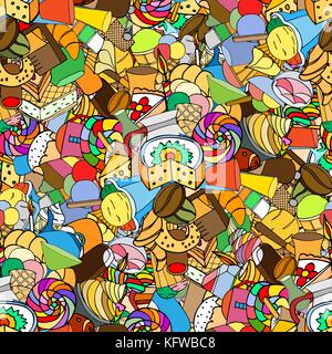 Nahtlose Muster. Satz von Süßwaren. Vector Illustration Stock Vektor
