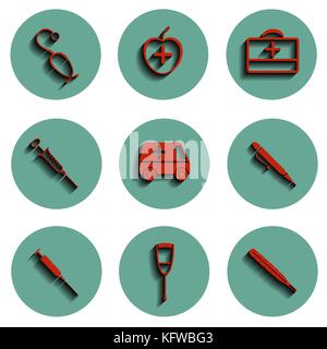 Vektor isoliert medizinische Symbole gesetzt. Vector Illustration. Stock Vektor
