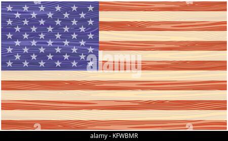 Us Flag auf Holztafeln gemalt. Vector Illustration Stock Vektor