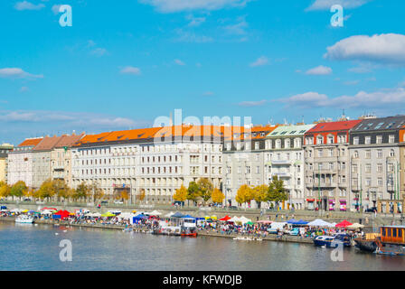 Naplavka, Damm, Prag, Tschechische Republik Stockfoto