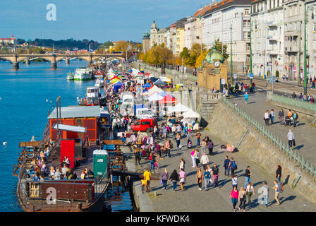 Naplavka, Damm, an Vyton, Prag, Tschechische Republik Stockfoto