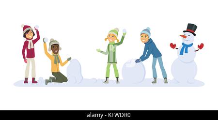 Gerne internationale Kinder spielen draußen - cartoon Menschen Zeichen Abbildung Stock Vektor