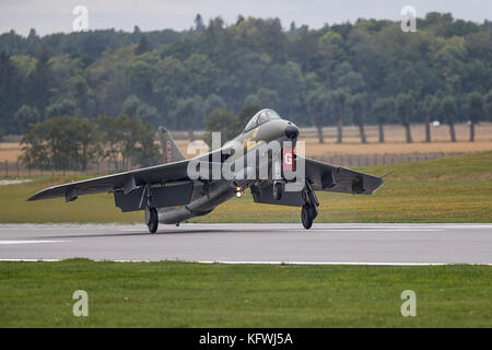 Hawker Hunter Mk 58 Landung in malmen Air Force Base Stockfoto
