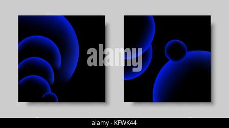 Abstrakte Lava Lampe Hintergrund gesetzt, Sammlung von dunklem Blau moderne liquid Effekt Design. Ideal für Web Projekt, Broschüre, Flyer oder Einladung Vorlage Stock Vektor