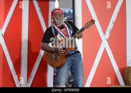 Al Roker als Willie Nelson tritt während der Today's Halloween Extravaganza 2017 auf dem Rockefeller Plaza am 31. Oktober 2017 in New York City auf. Kredit: Erik Pendzich Stockfoto