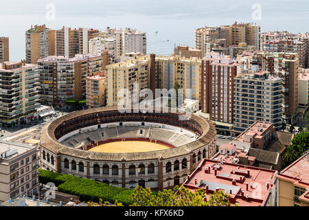 Blick auf La Malagueta Stierkampfarena in Málaga, Spanien Stockfoto