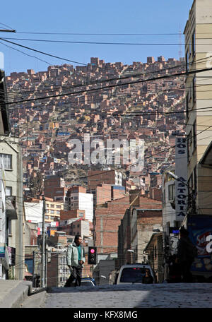 2. Juni 2016 - La Paz, Bolivien: Street Scene und Gebäuden in der Stadt La Paz, Bolivien. Stockfoto