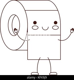 Kawaii cartoon Klopapierrolle in Braun Silhouette Stock Vektor