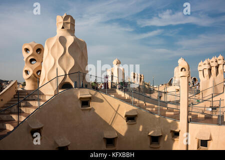 Casa Mila auf dem Dach in Barcelona Stockfoto