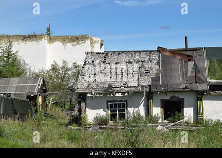 Die Nähe der Geisterstadt Kioubeme in der Kolyma region, Norden Osten Sibiriens. Stockfoto