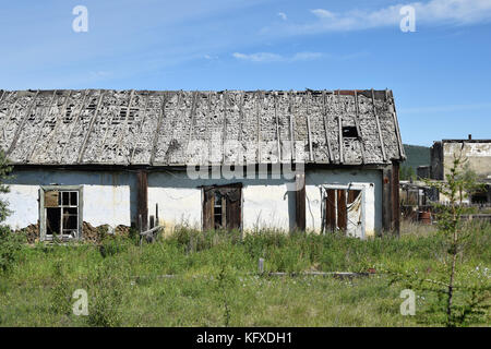 Die Nähe der Geisterstadt Kioubeme in der Kolyma region, Norden Osten Sibiriens. Stockfoto