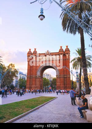 Barcelona, Spanien - Oktober 2017: Arco del Triunfo Barcelona triumph Arch "Arc de Triomf" Stockfoto