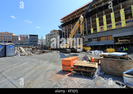 Baustelle Innenstadt Yonkers, New York Stockfoto