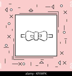 Bow Tie Symbol dünne Linie in rosa Rahmen Stock Vektor