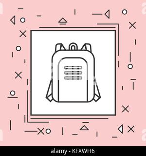 Rucksack Symbol dünne Linie in rosa Rahmen Stock Vektor