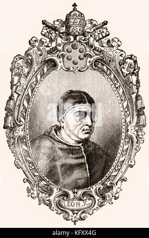 Papst Leo X, 1475 - 1. Dezember 1521 geboren, Giovanni di Lorenzo de' Medici zum Papst vom 9. März 1513 bis zu seinem Tod Stockfoto