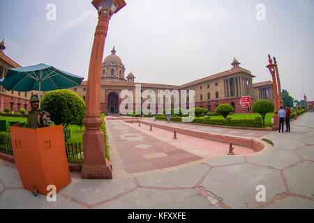 Jaipur, Indien - 26. September 2017: Minister für Verteidigung Rashtrapati Bhavan ist die offizielle Homepage des Präsidenten von Indien, Fischaugen-Effekt Stockfoto