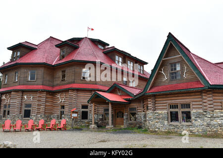 Simpson's Num-Ti-Jah Lodge, Bow Lake, Lake Louise, Icefields Parkway, Jasper, Banff, Alberta, Kanada Stockfoto