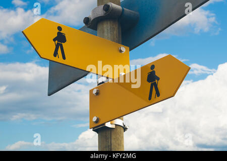 Ausschilderung Richtung der Trail Trekking routen. Stockfoto
