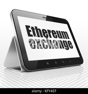 Cryptocurrency Konzept: Tablet Computer mit astraleums Exchange auf dem Display Stockfoto