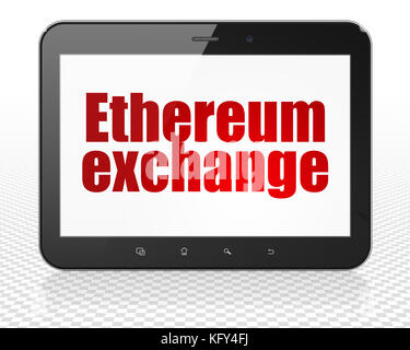 Cryptocurrency Konzept: Tablet PC-Computer mit astraleums Exchange auf dem Display Stockfoto