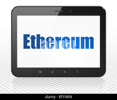 Blockchain Konzept: Tablet PC-Computer mit astraleums auf Anzeige Stockfoto