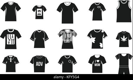 T-Shirt Icon Set, einfachen Stil Stock Vektor