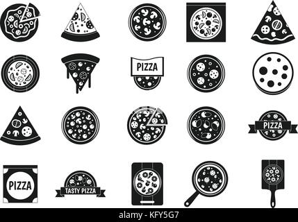 Pizza Icon Set, einfachen Stil Stock Vektor