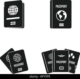 Reisepass Icon Set, einfachen Stil Stock Vektor