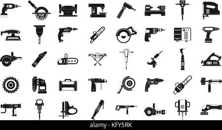 Elektrische Werkzeuge Icon Set, einfachen Stil Stock Vektor