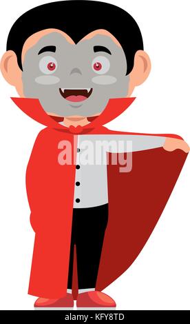 Kleiner Junge getarnt als dracula Vector Illustration Design Stock Vektor