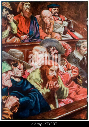 "Die Jury" von "Der Pilger Fortschritt aus dieser Welt, zu dem, was Kommen" von John Bunyan (1628-1688). Illustration von Byam Shaw (1872-1919), das die korrupte Jury bei Gläubigen und dem Prozess in der Eitelkeit. Weitere Informationen finden Sie unten. Stockfoto
