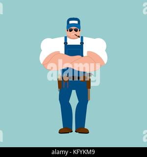 Klempner stark. Monteur schwere Leistungsstark. service Arbeitnehmer serviceman Hart. Vector Illustration Stock Vektor