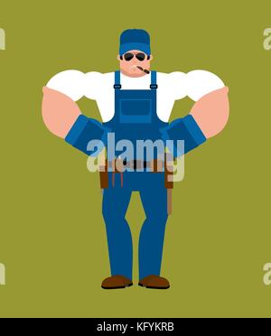 Klempner stark. Monteur schwere Leistungsstark. service Arbeitnehmer serviceman Hart. Vector Illustration Stock Vektor