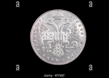 Russische alte Silbermünze (Kaiser Peter ii, 1 Rubel, 1727). in die Stellung REVERSE (Rückwärtsgang) (der Münze). Stockfoto